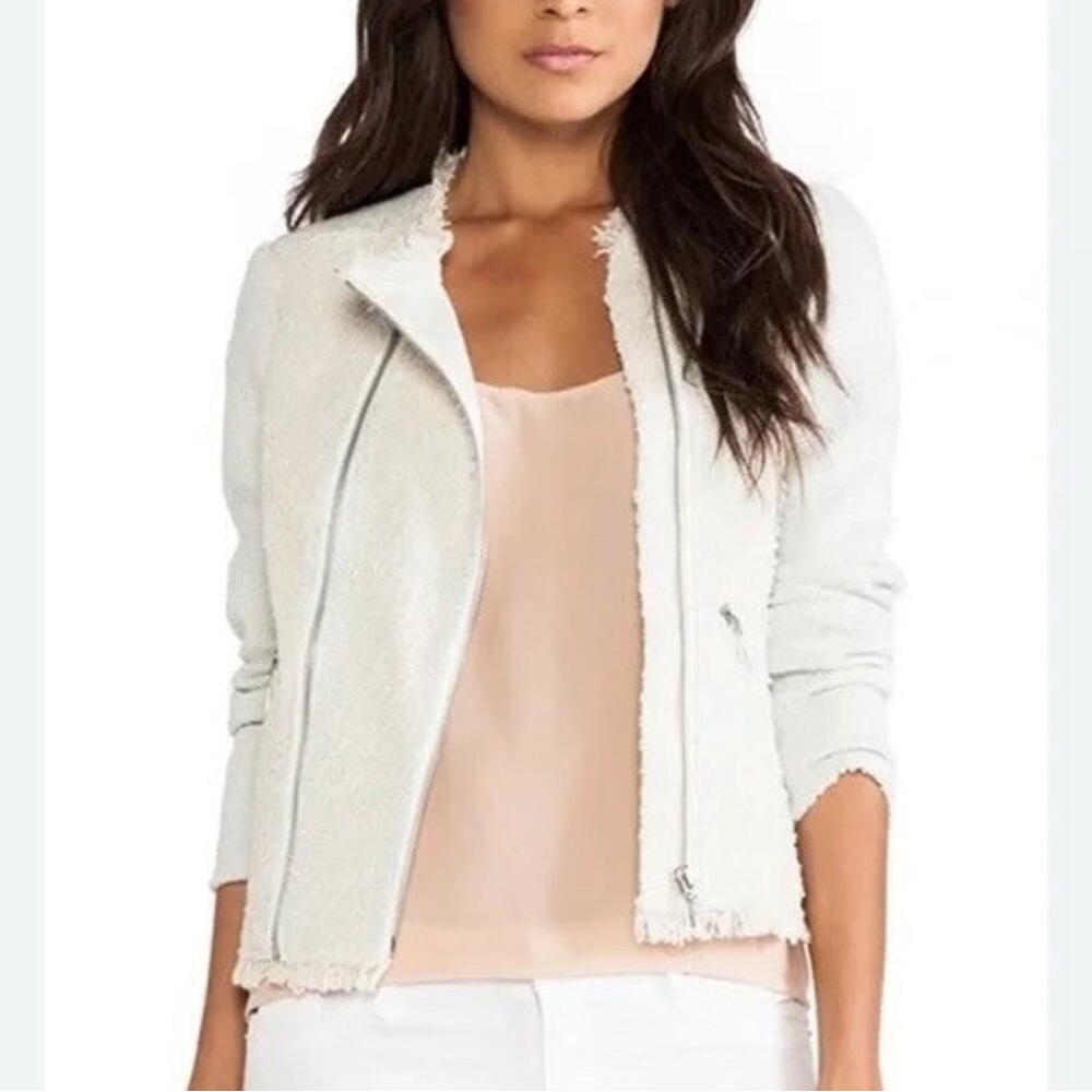 Rebecca Taylor combo tweed jacket with frindge